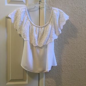 White off the shoulder top with ruffle